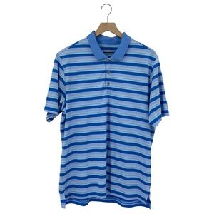Adidas Stripe Polo Short Sleeve Climacool Blue Men’s Size L Large